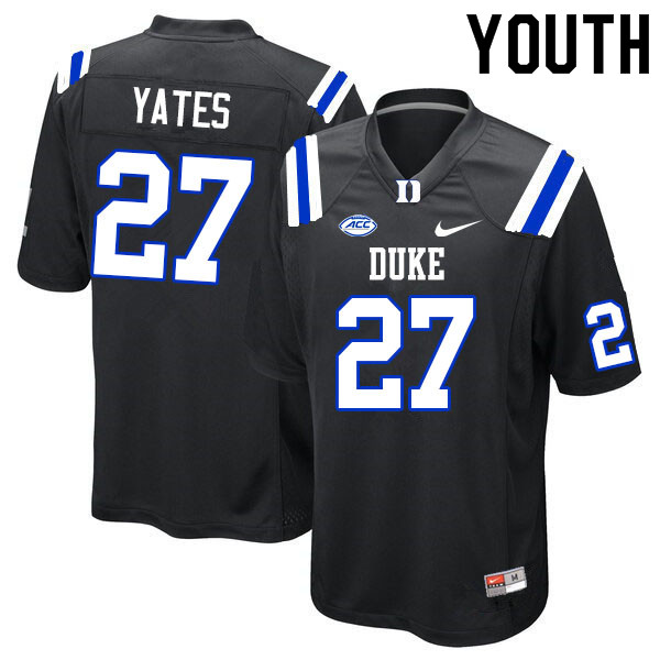 Youth #27 Jack Yates Duke Blue Devils College Football Jerseys Sale-Black - Click Image to Close